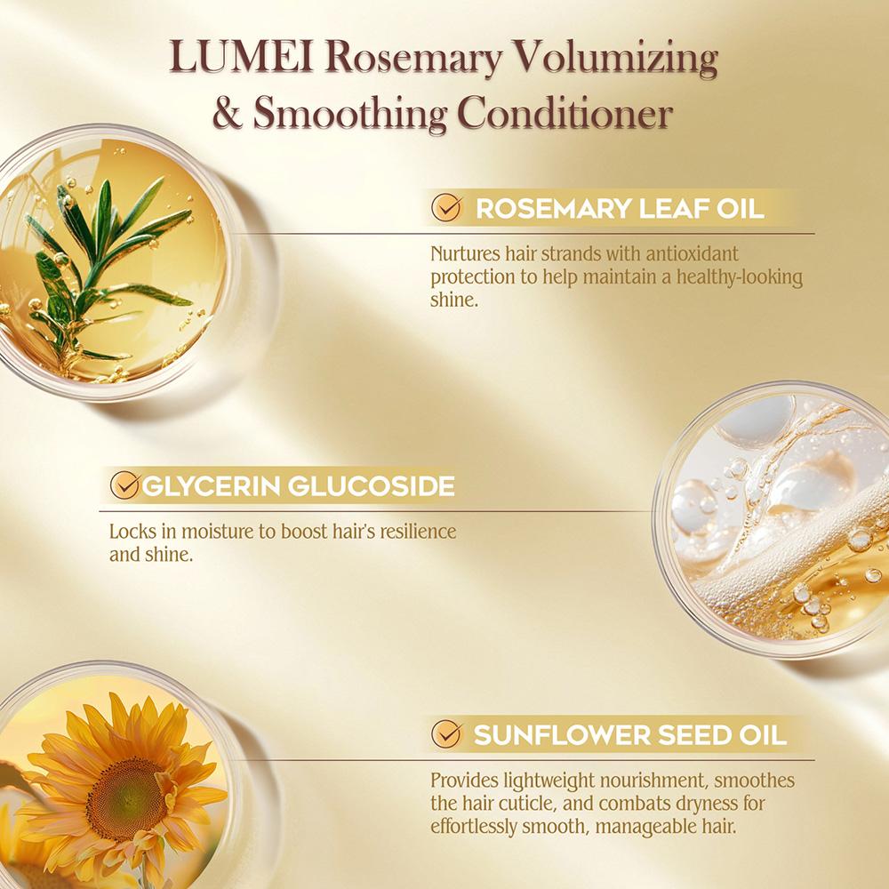LUMÉI Rosemary Infused Shampoo & Conditoner Anti-Hair Fall Oil-control Soothing Antioxidant Volumizing Caffeine Niacinamide Piroctone Olamine