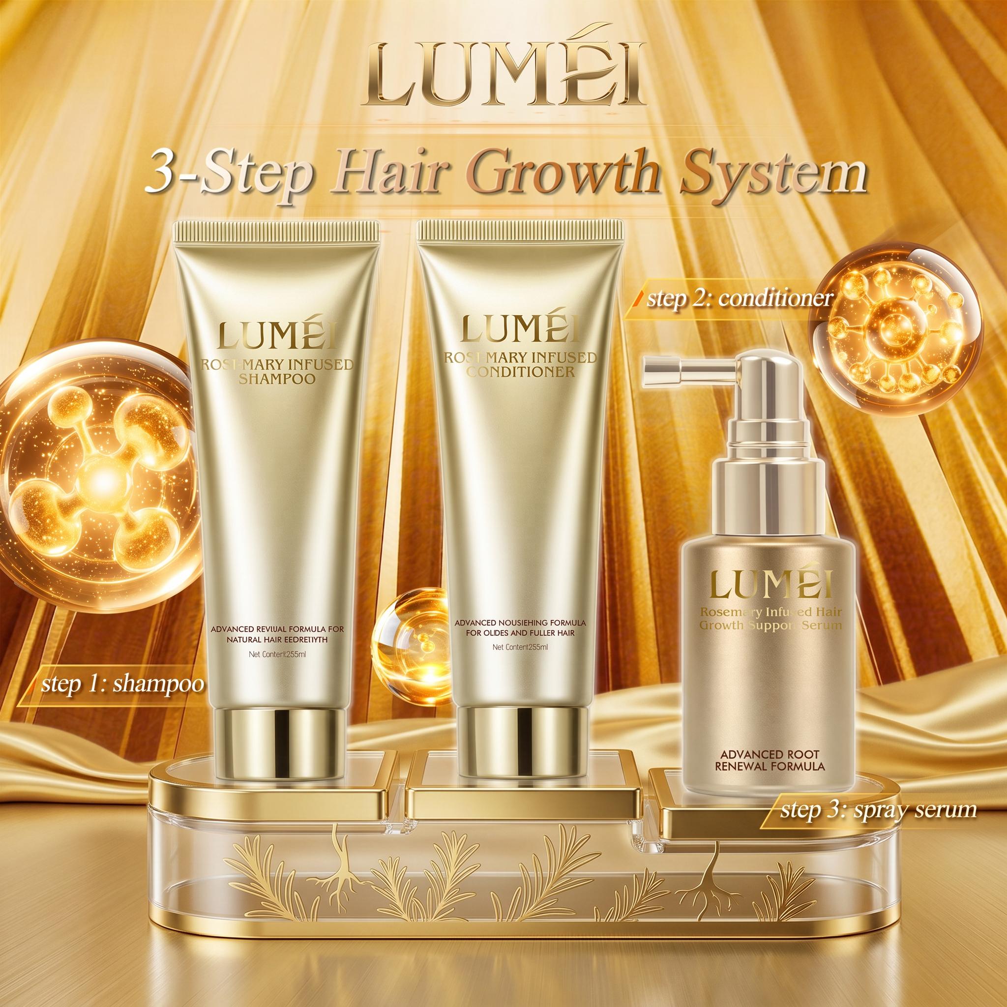 [Hair Growth Bundle] LUMÉI Rosemary Infused Shampoo & Conditoner + Hair Growth Serum Oil Control Volumizing